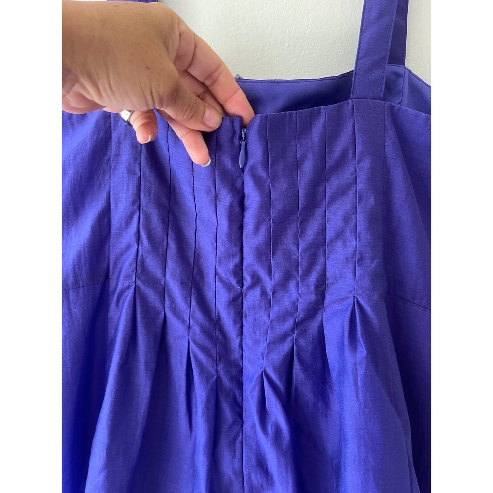 Banana Republic Sz 8 Pleated Purple Camisole Tank Top Lined Back Zip Tencel - Picture 4 of 11